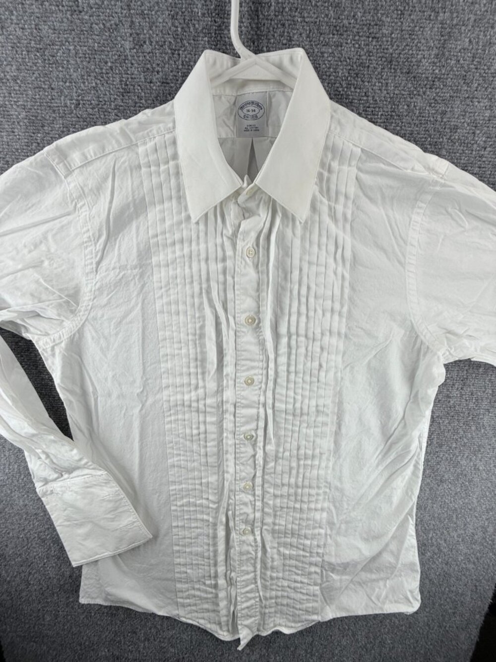 Brooks Brothers Formal French Cuff Slim 16 34 Cotton White Solid Preppy Shirt